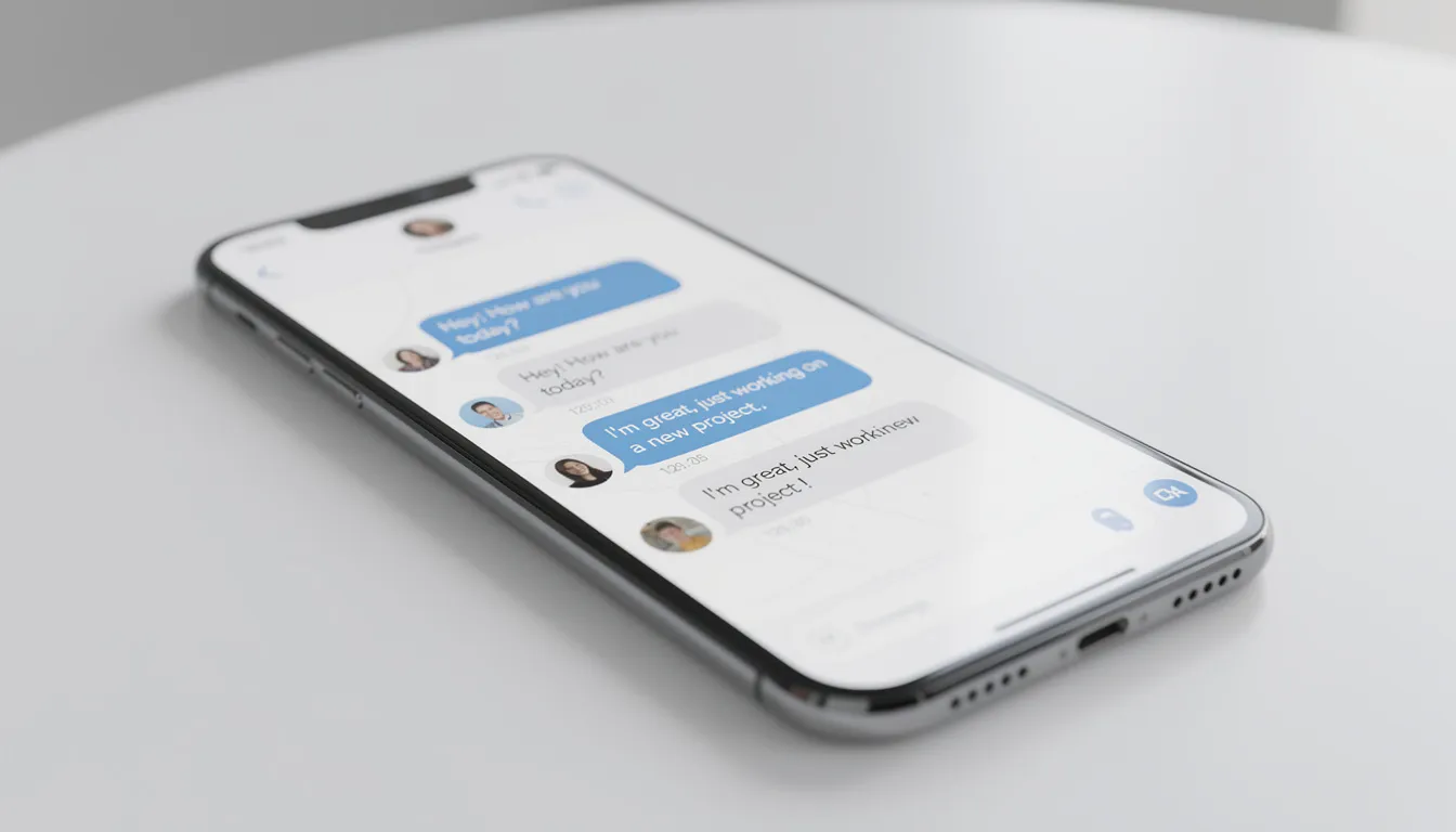 The image depicts a smartphone displaying a friendly chat interface filled with colorful message bubbles, representing a casual conversation powered by an AI chatbot. The design suggests a user-friendly experience, ideal for engaging in emotional support or casual chat through natural language processing.