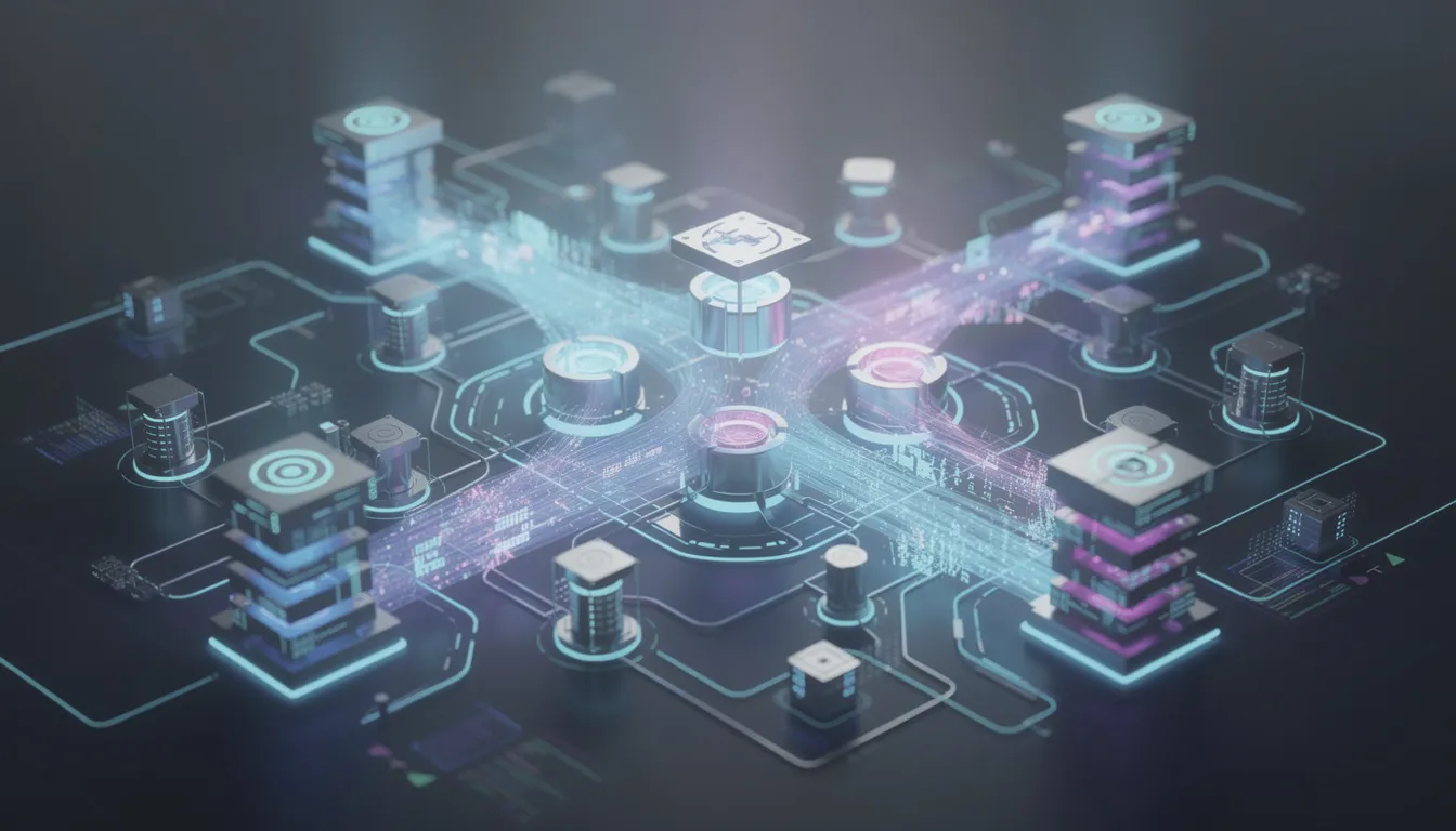 The image depicts a modern data pipeline with interconnected nodes, symbolizing the flow of both structured and unstructured data. This representation highlights the essential role of data science technologies and machine learning in analyzing data and generating valuable insights for various industries.