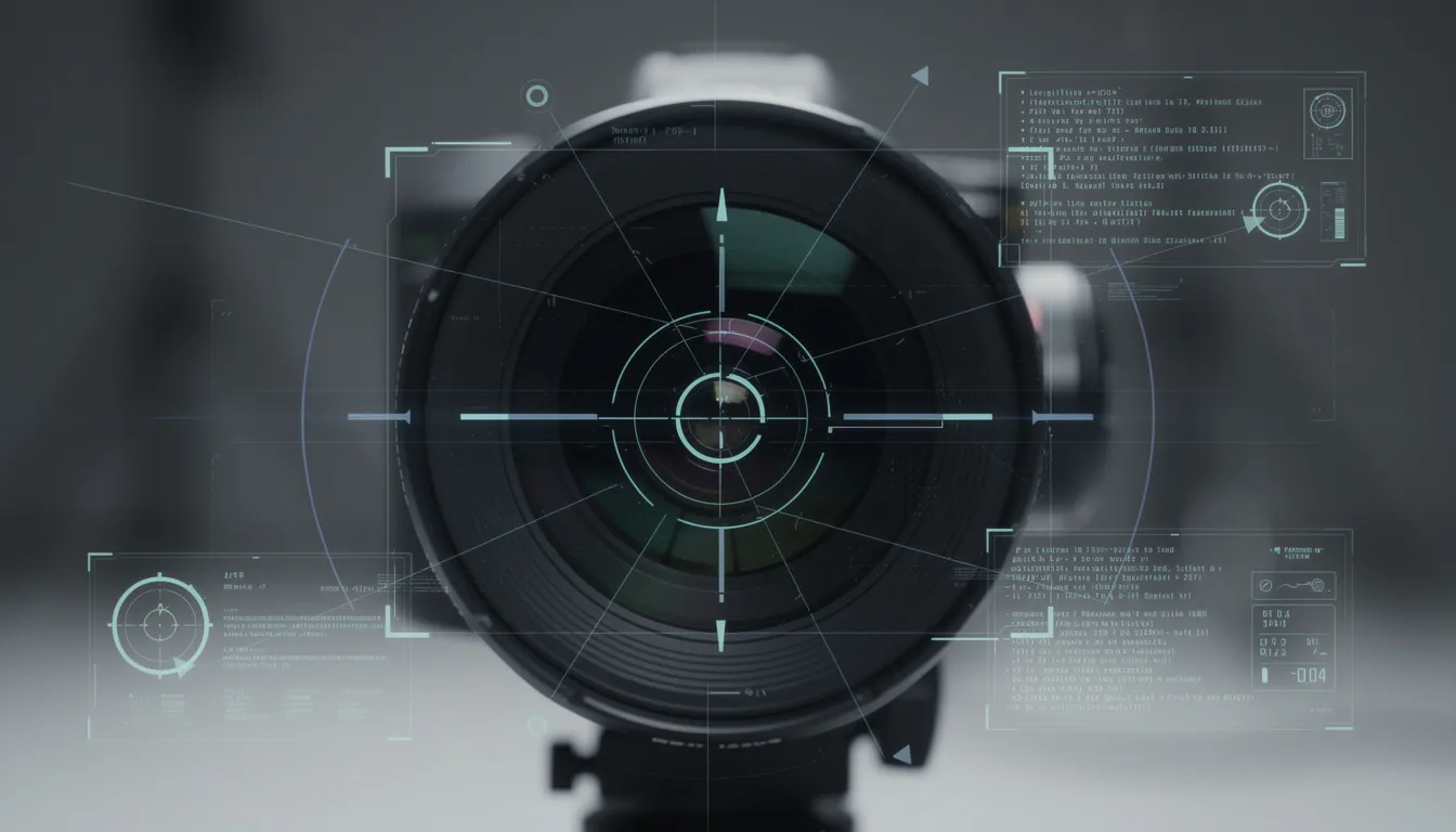 The image features a close-up of a camera lens surrounded by a digital overlay that symbolizes computer vision analysis, highlighting the intersection of artificial intelligence and data science. This visual representation reflects the role of machine learning and deep learning in interpreting visual data for various applications.