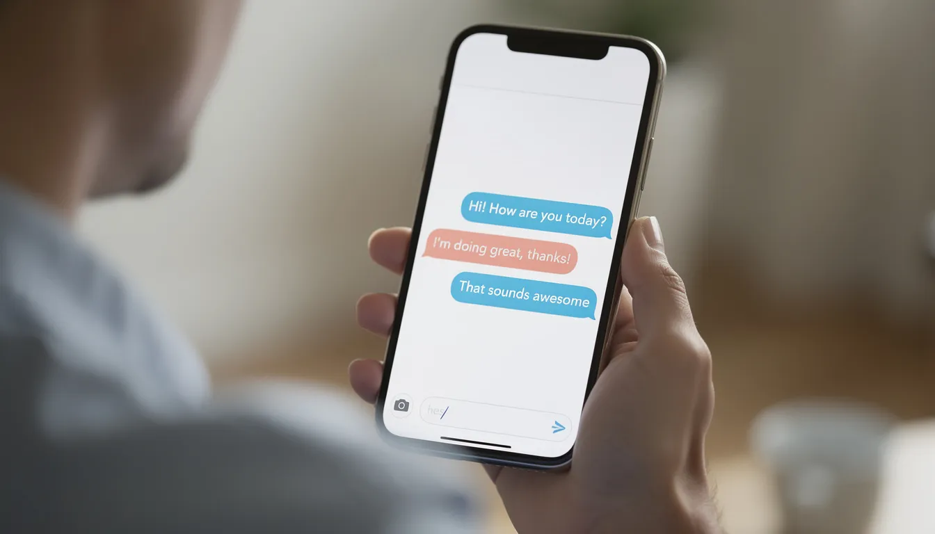 A person is holding a smartphone displaying a chat interface with friendly conversation bubbles, illustrating an engaging interaction with an AI chatbot. The screen showcases how advanced chatbots, powered by artificial intelligence and natural language processing, can provide quick and accurate responses to customer queries.