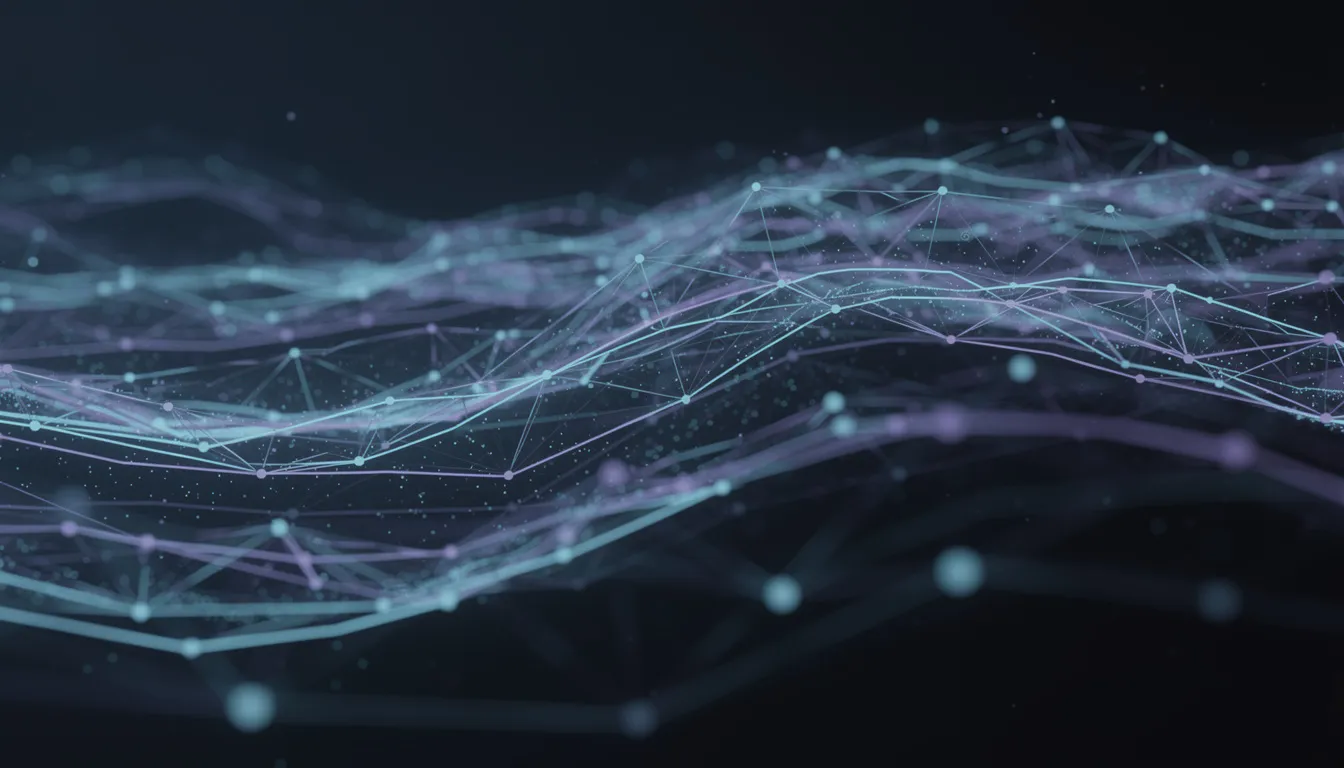 An abstract visualization depicts interconnected nodes symbolizing neural network processing, illustrating the complexity of artificial intelligence and machine learning technologies like Google's AI, Gemini. The design suggests a diverse range of interactions, akin to how language models engage in natural language processing and provide human-like responses.